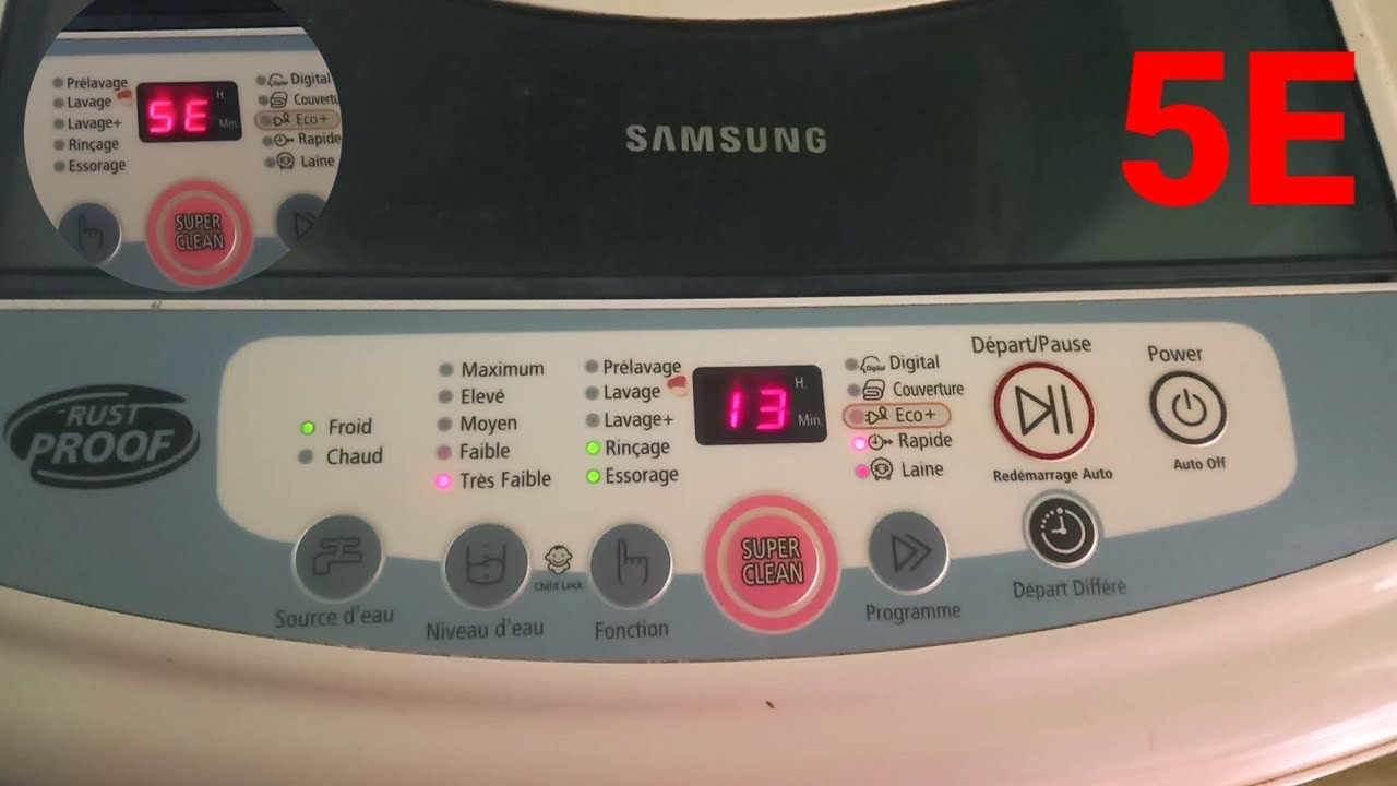 #شرح وحل مشكلة وخطأ 5E في غسالة سامسونج samsung باب علوي