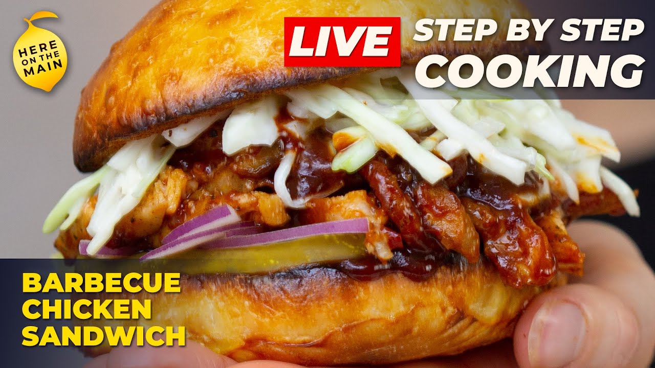 🔴 BARBECUE CHICKEN Sandwich Recipe with Creamy Coleslaw | Step By Step Cooking in REAL TIME | Easy