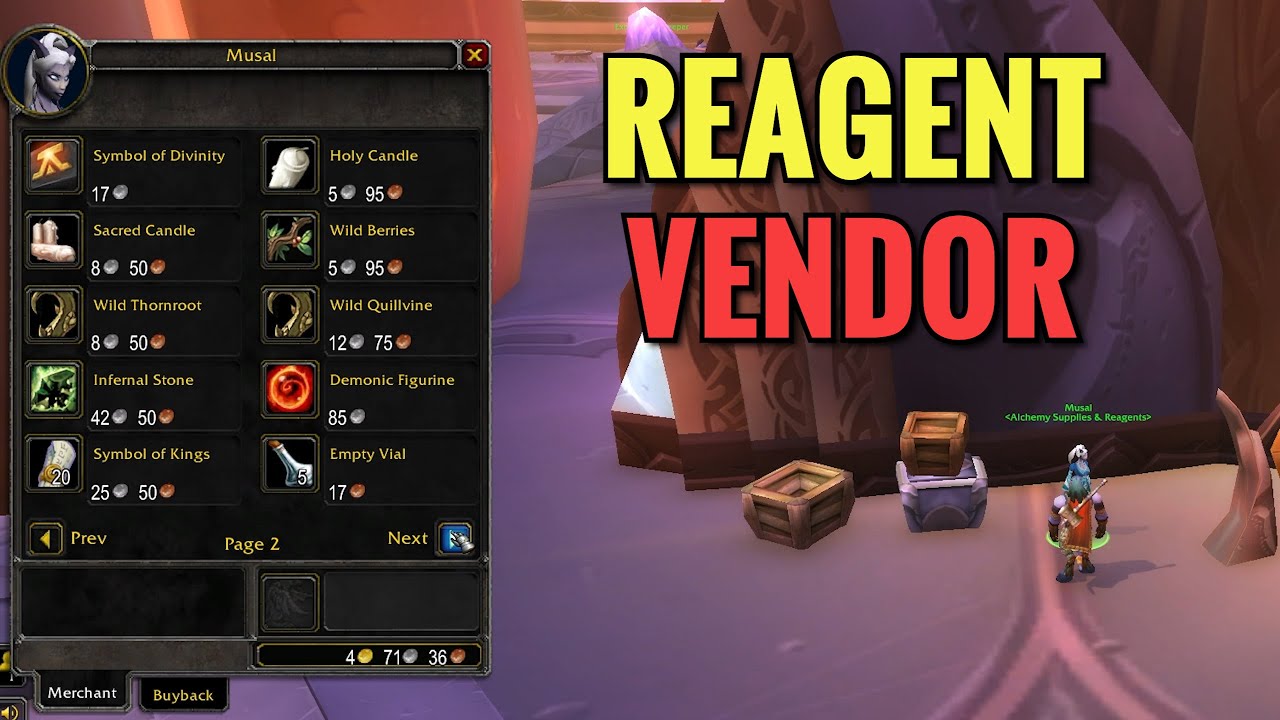 Exodar Reagent Vendor Location (WoW TBC)