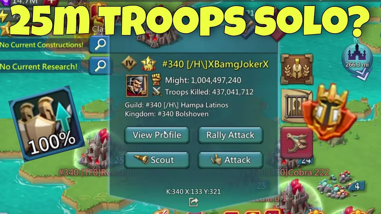 Lords Mobile - Best YOLO SOLO with Haji account on KVK. CRAZY REPORTS. 100% SIZE BOOST