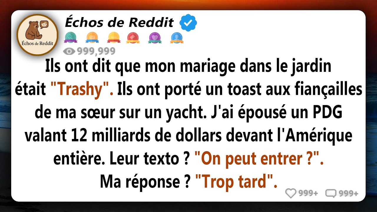 Mes parents ont traité mon mariage de poubelle jusqu'à ce qu'un hélicoptère atterrisse et que...