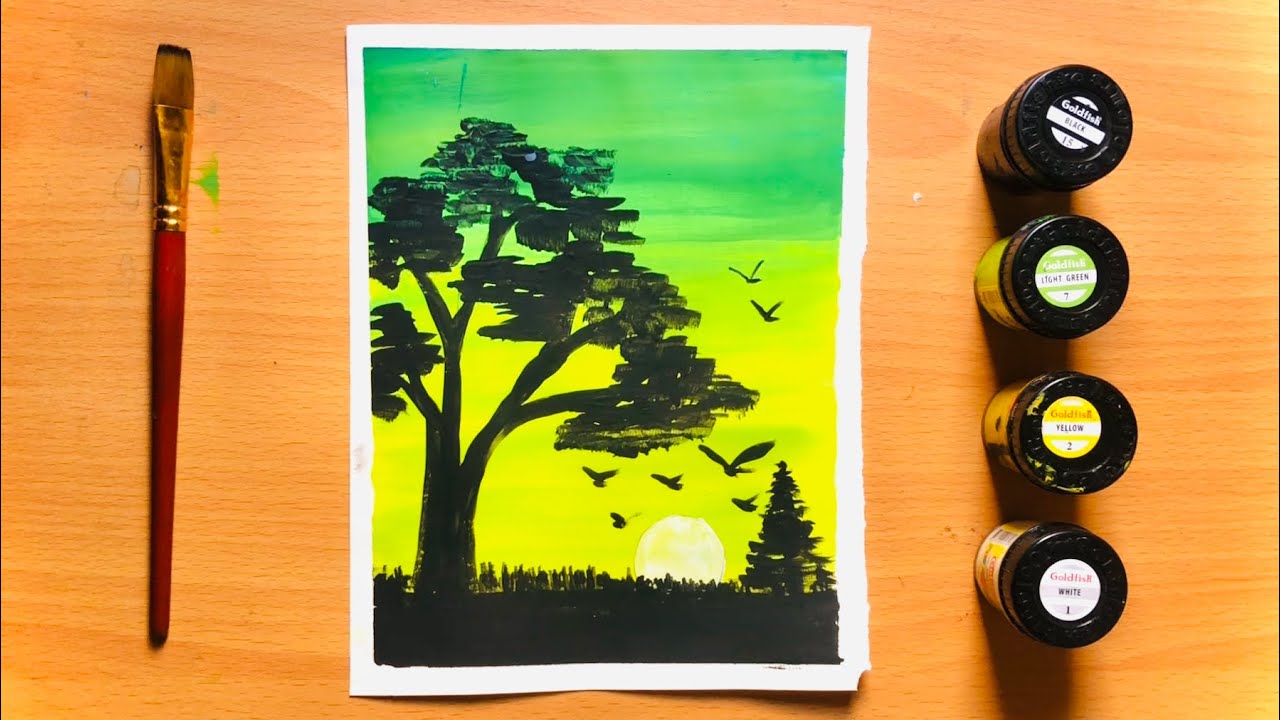 Poster colours painting ideas | acrylic painting | painting tutorials for beginners 