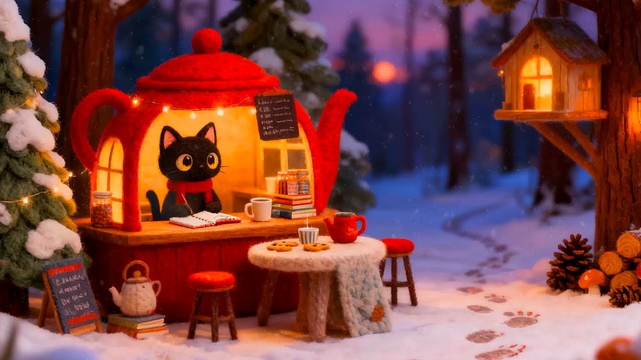 Lofi Cat's Winter Writing 📝 Cozy Lofi Beats for Focus 🎄 Winter Vibe for Study