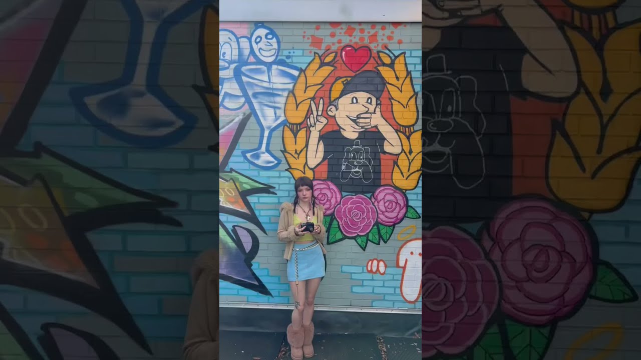Nikon F3 camera lighter in front of Danny Devine mural #420 #shorts #trending #art