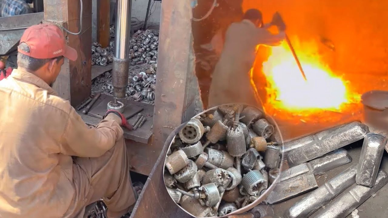 Interesting work Recycling Process of Old Electric Motor Routers Recovery Aluminum Silver in factory