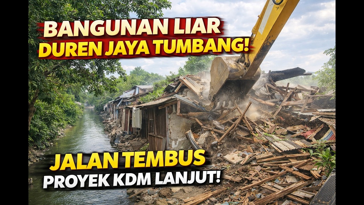 GEGER‼️Bangunan Liar di Kali Duren Jaya Dibongkar Lagi – Proyek Jalan Tembus KDM Makin Nyata