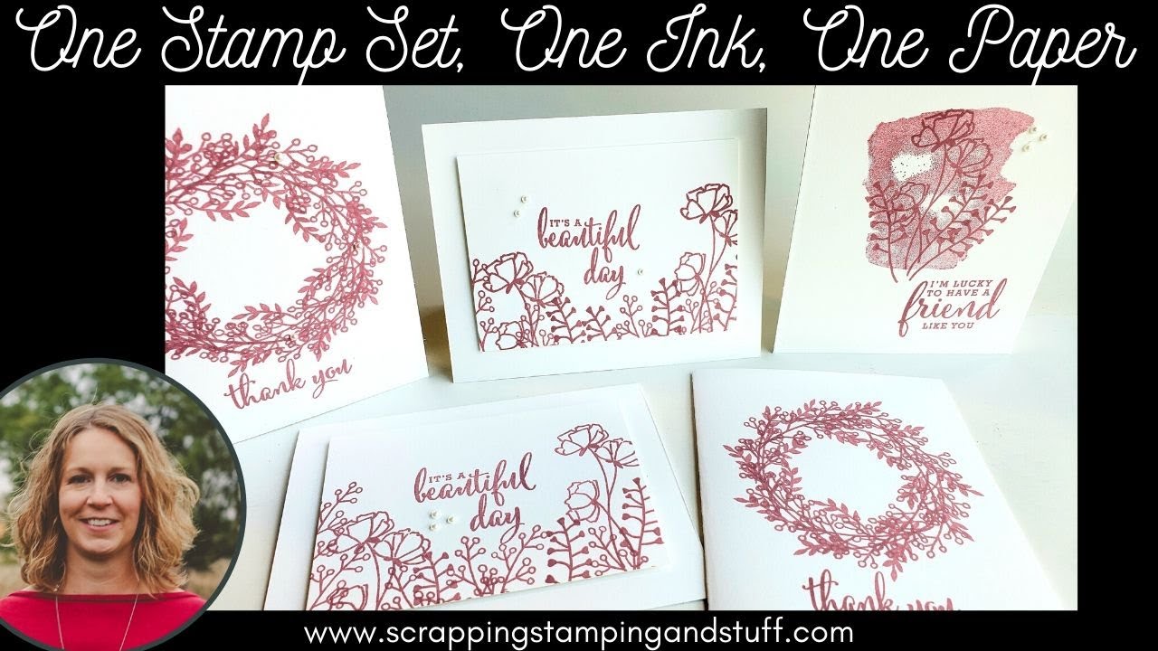 Learn To Make Handmade Cards #3 - Three Simple Cards With One Stamp Set, One Ink, and One Paper
