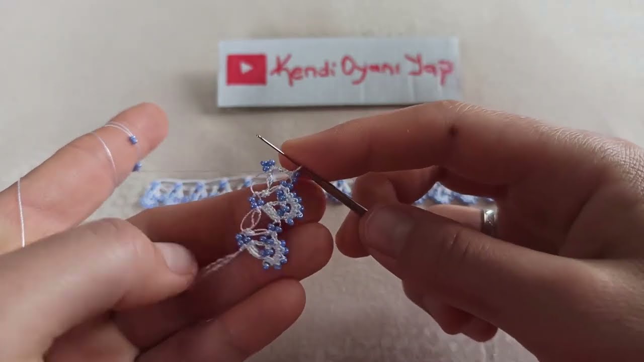 Yazmadan Ayrı Yapılan Anne Oyası  Kum Boncuklu Tığ Oya Modeli 82