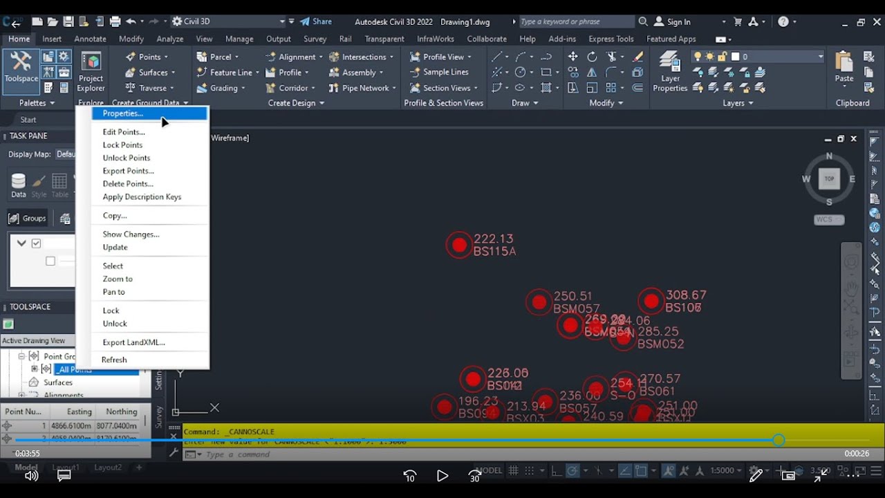 Import Points using .csv file  | AutoCad CIVIL 3D 2022