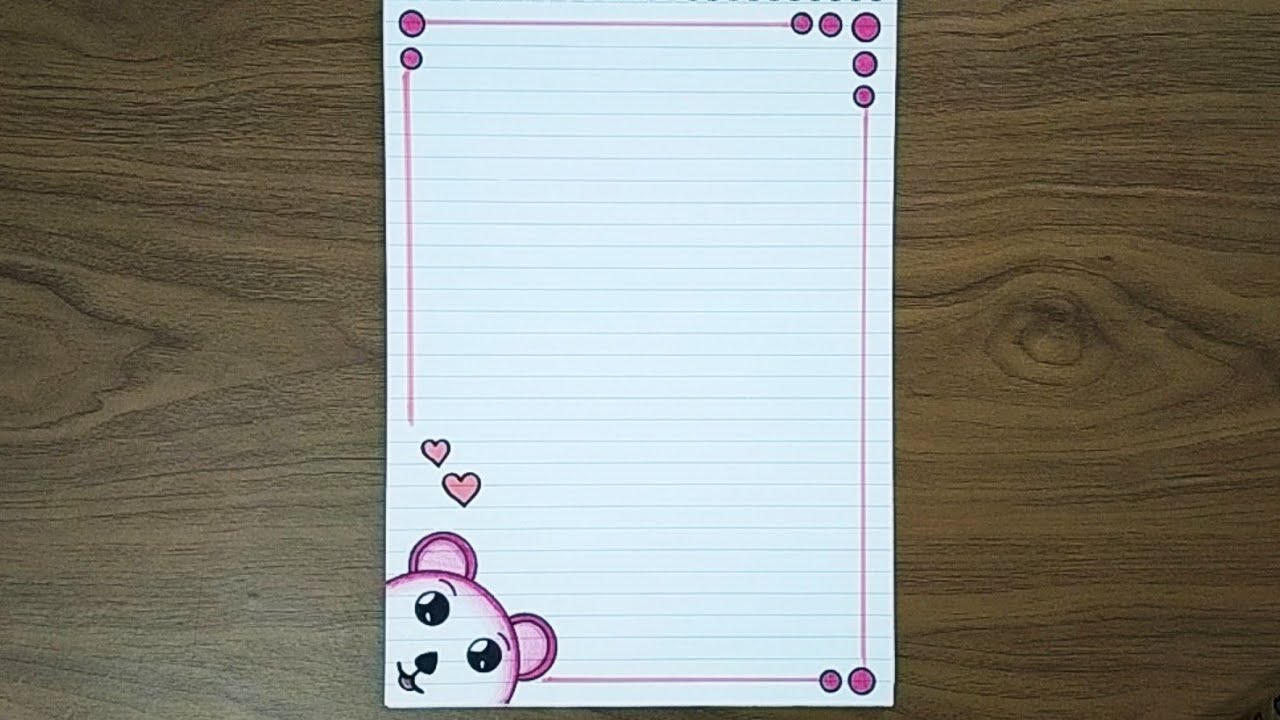 تزيين الدفتر | تزيين دفتر على شكل رسم كيوت |رسومات لتزيين الدفاتر | easy notebook border design