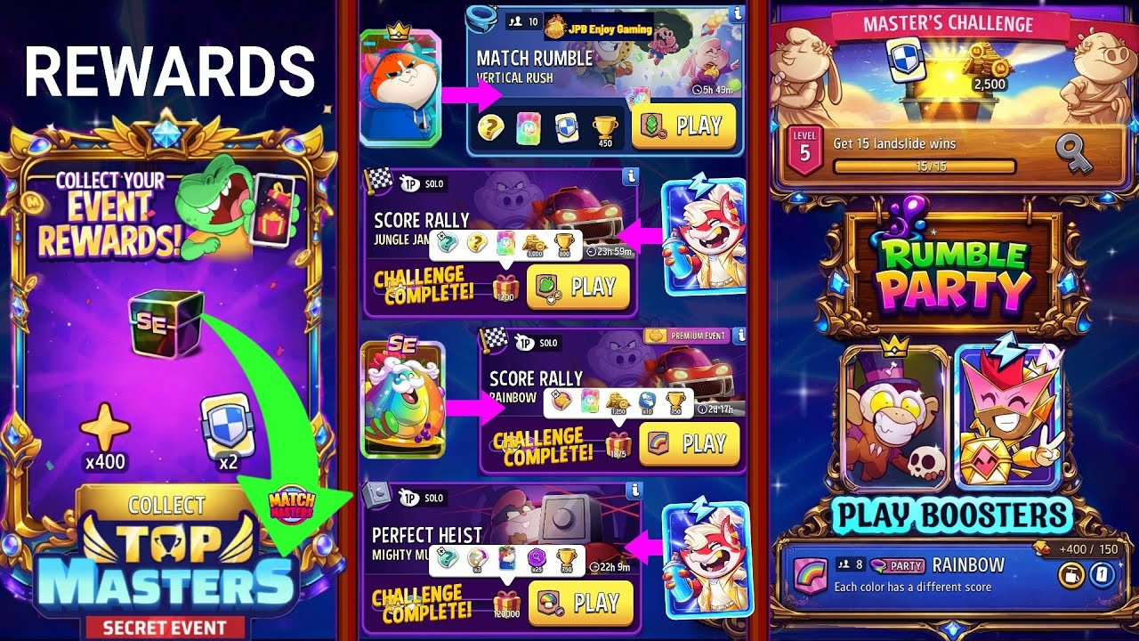 Collect Rewards Top Masters🎁/(Party+3 Solo 1 Rumble) Jungle Jam/ Rainbow🌈/ Mighty Mushrooms 🍄