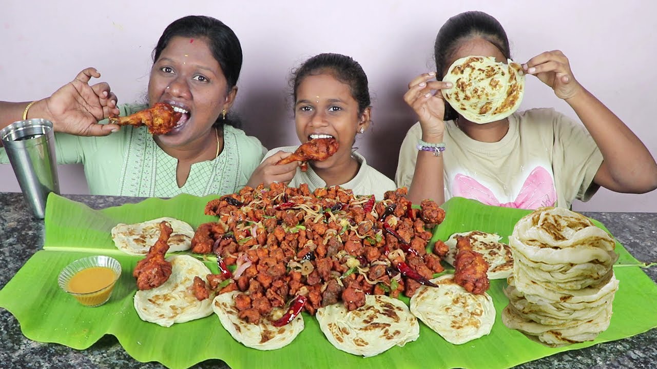 Chicken Maharani Dry With Parotta Challenge in Tamil Foodies Divya | Dhaba Style Chicken Mararani