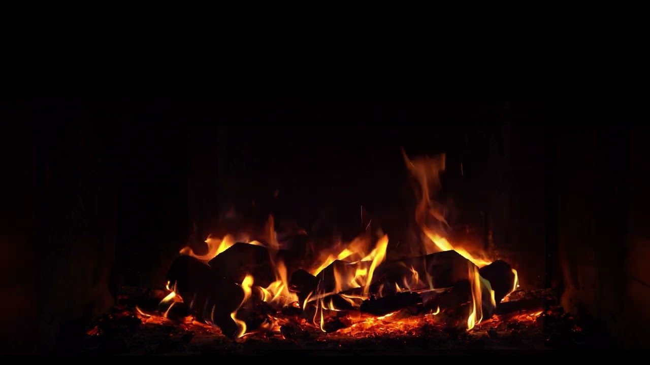 Real Time Fireplace 4K Dark Screen 🔥 Black Screen Fire Sounds 12 Hours | Night Fire Sleep Audio Only
