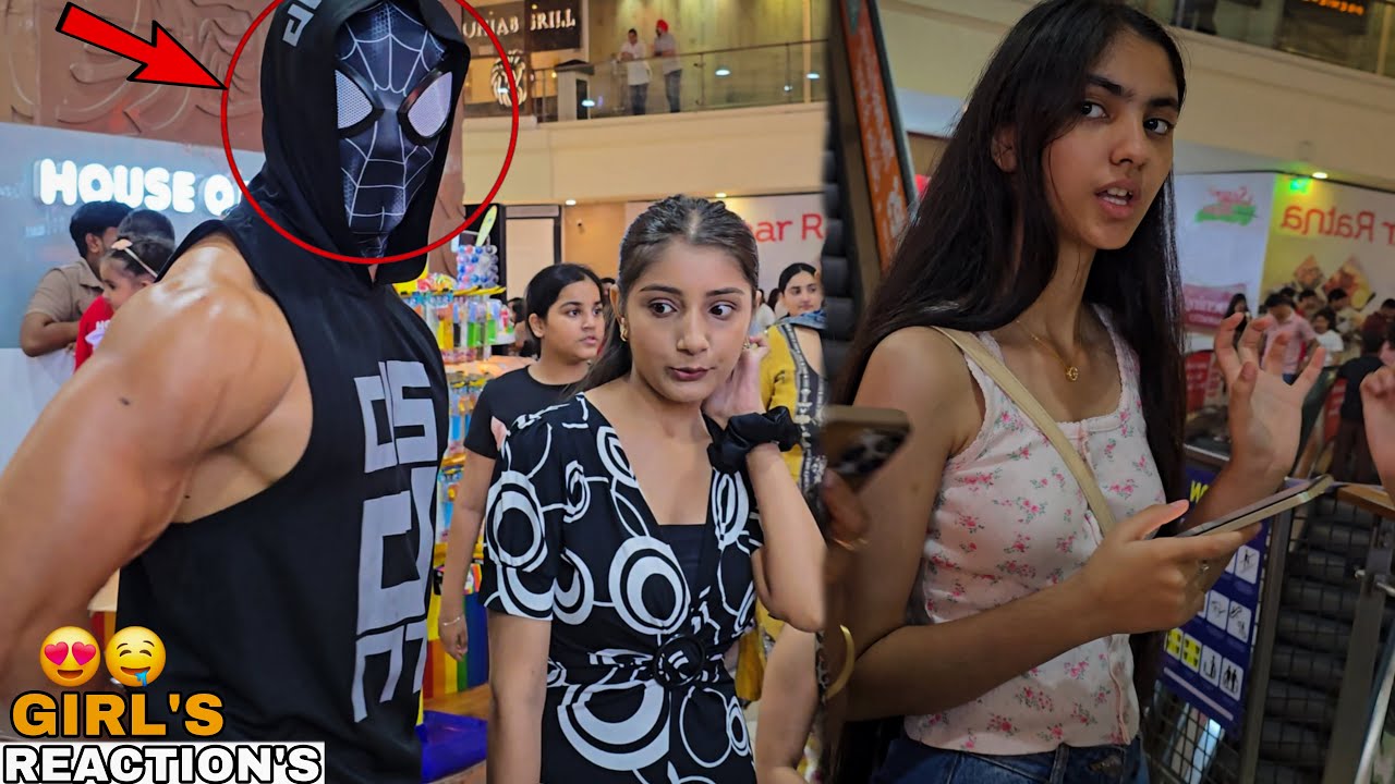 🙈😍WHEN SPIDER MAN MASK BODYBUILDER GOES SHIRTLESS IN MALL🕷💪 - Delhi Cute Girls Epic Reactions