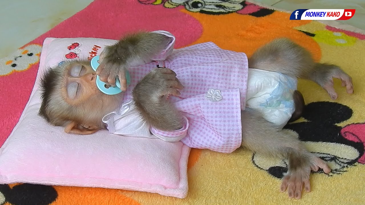 Cute Tiny NINA Cutting And Clean Nails With Lovely Sleeping
