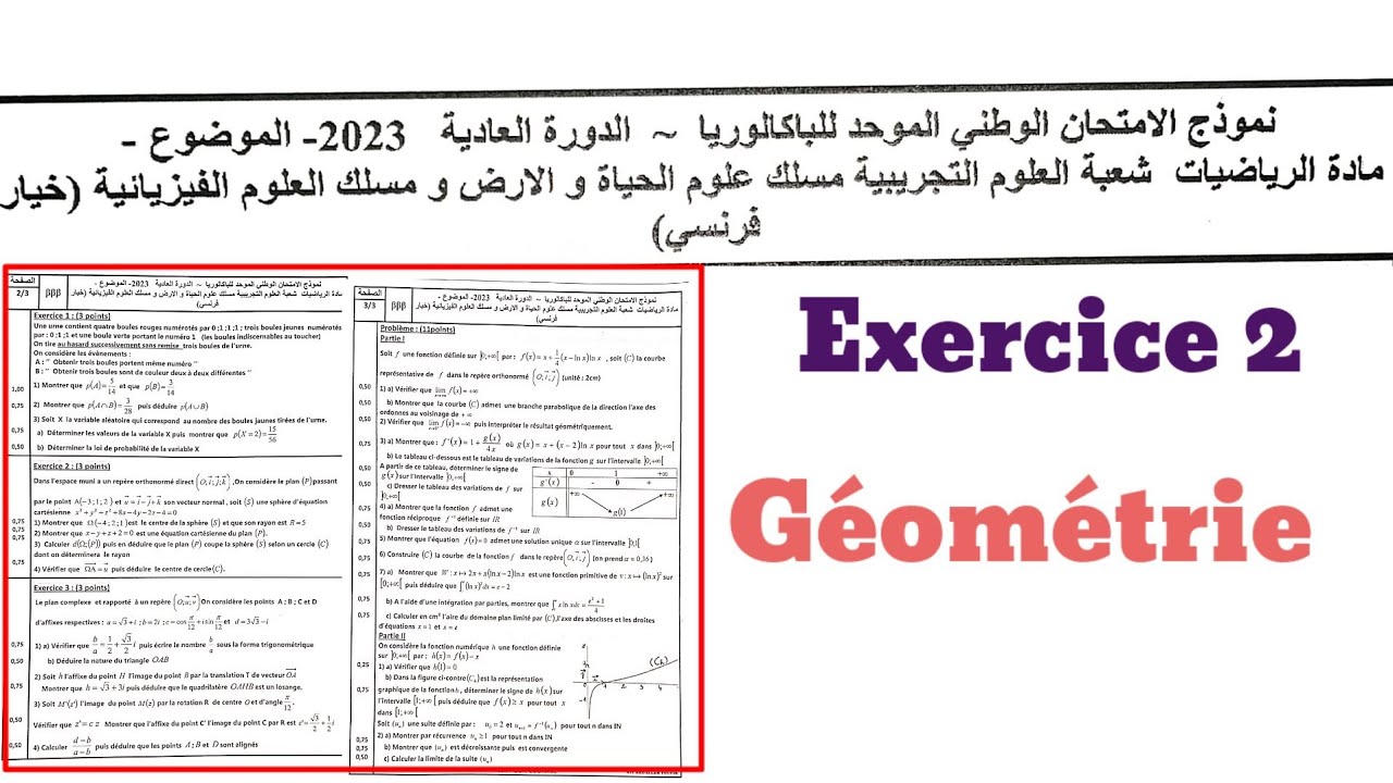 Examen blanc 2024 (simili) 2BAC PC SVT ||Géométrie|| Partie 2