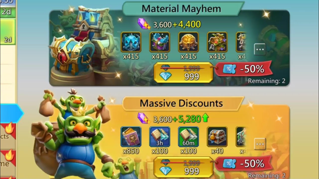Lords Mobile ~ Discount Delights Material Mayhem And Massive Discounts