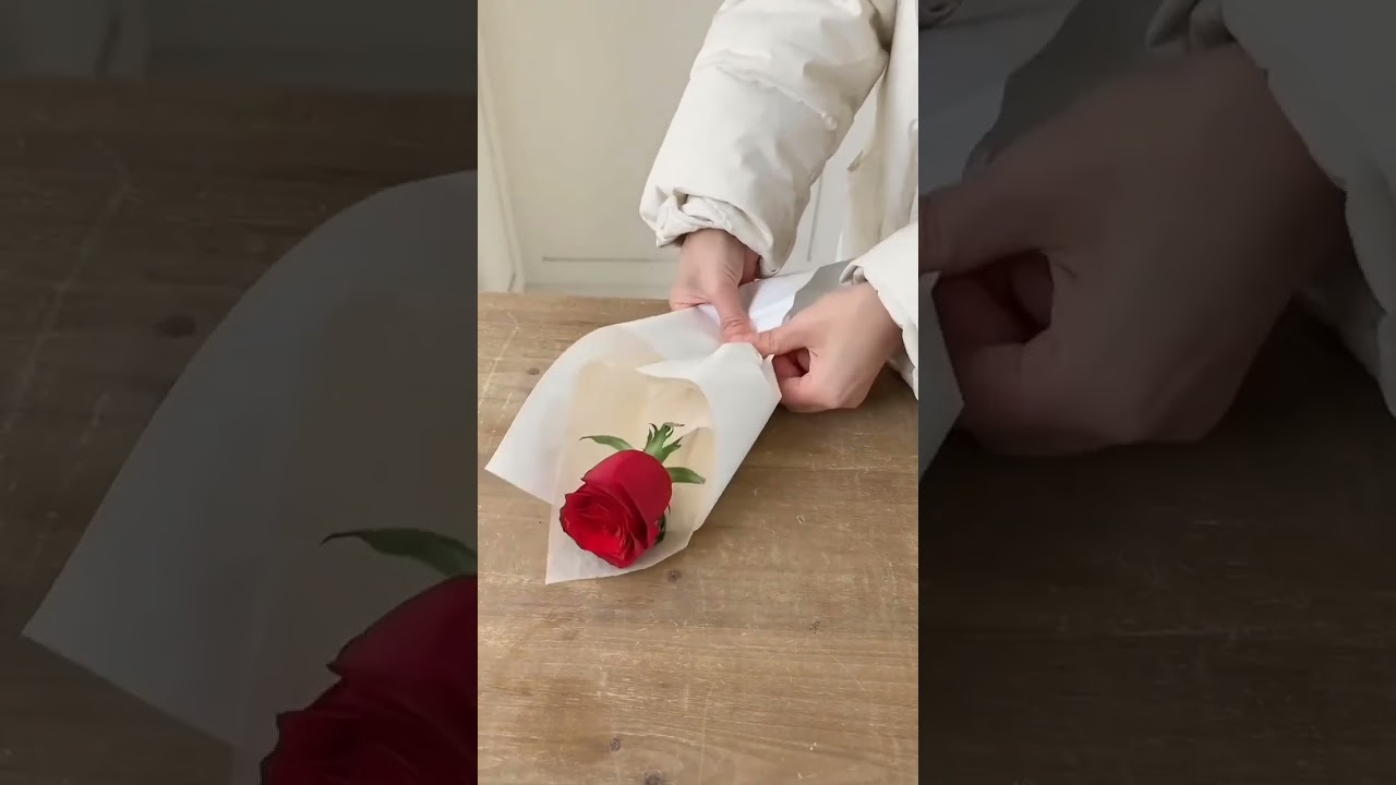 single rose bouquet wrapping