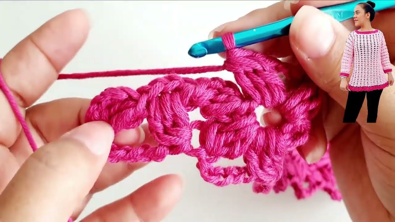 Blusa de Flores a crochet o ganchillo suéter bluson tejido rosa