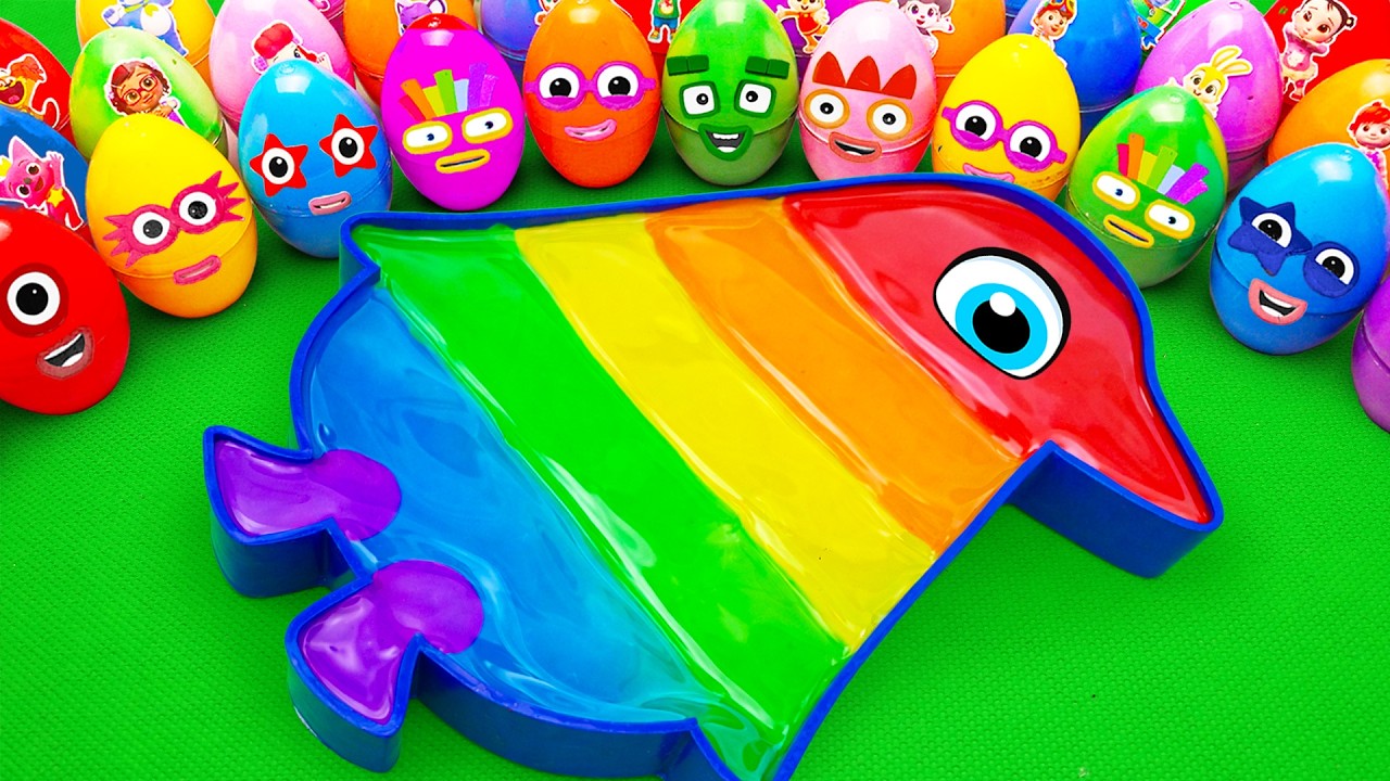 Satisfying ASMR 🌈 DIY Making Glossy Peguin Bathtub by Mixing Glitter SLIME in Rainbow Eggs