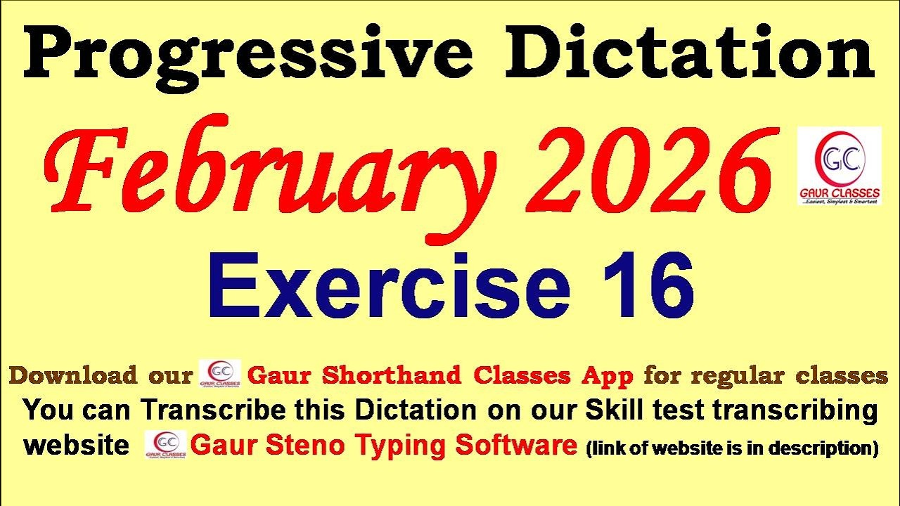 Progressive February 2026 Dictation 80 WPM 100 WPM || Gaur Shorthand Classes | SSC English Shorthand