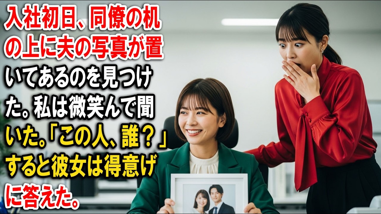 入社初日、同僚の机の上に夫の写真が置いてあるのを見つけた。私は微笑んで聞いた。「この人、誰？」すると彼女は得意げに答えた。