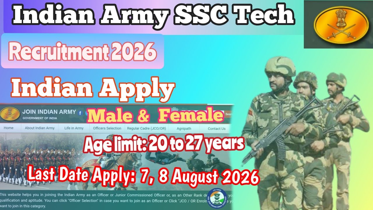 Indian Army SSC Tech Recruitment 2026 // Technical Male & Female // Advertisement Released