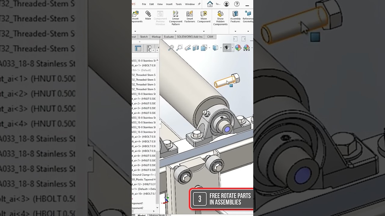 How to Free Rotate Parts in SolidWorks Assembly | CADDbeast