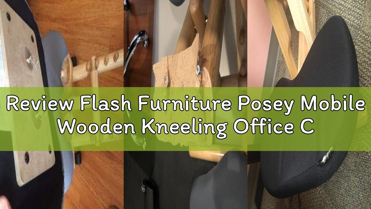 Review Flash Furniture Posey Mobile Wooden Kneeling Office Chair for Improved Posture, Height-Adjust