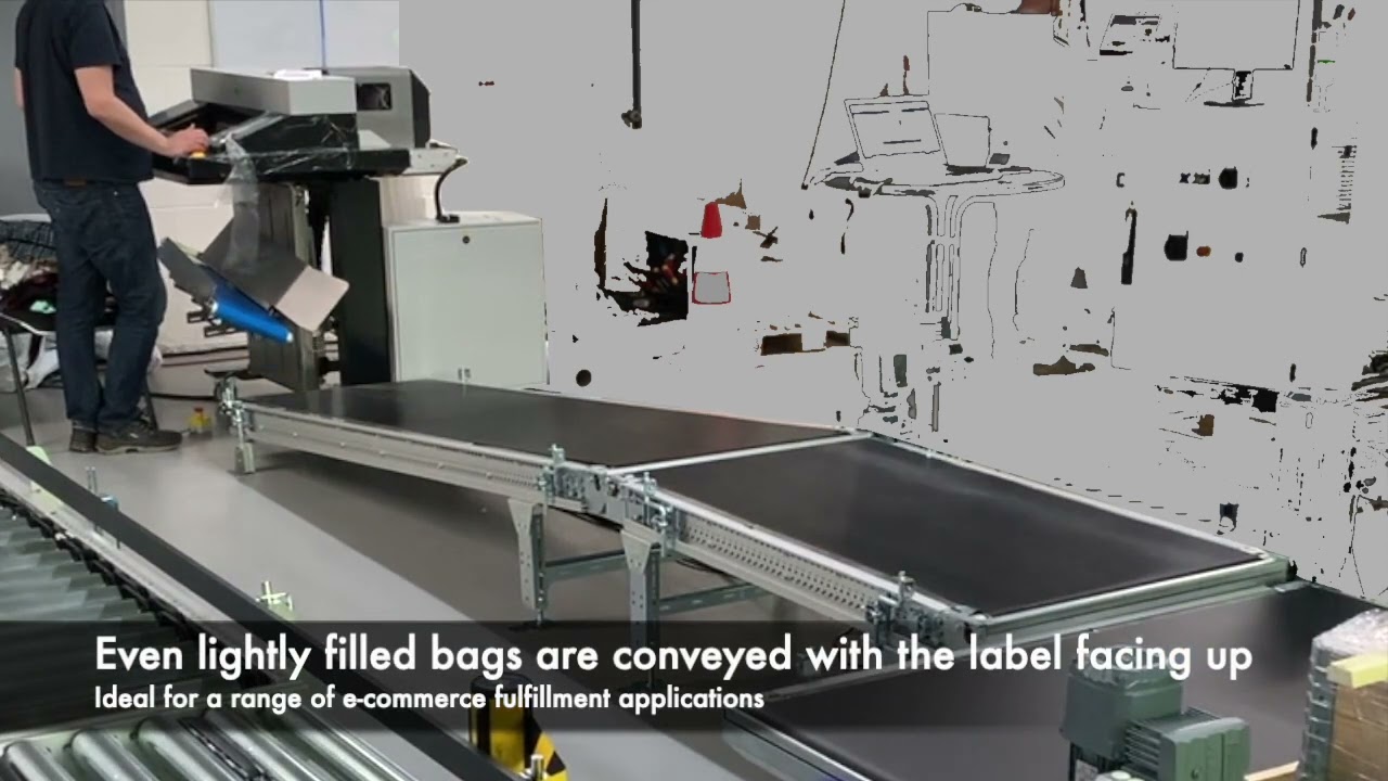 Rollbag R3200XL Fulfillment Auto Bagger + Industrial Bag Support Conveyor - Label Up Poly Mailers