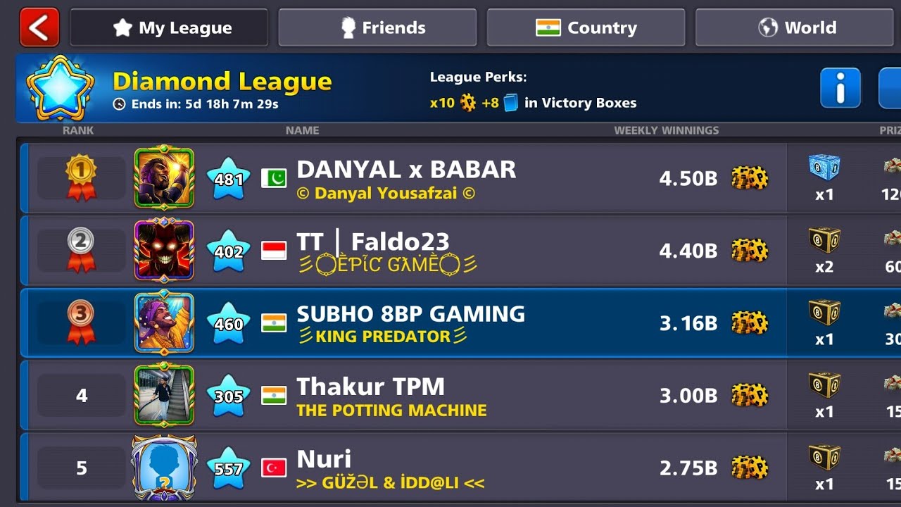 DIAMOND LEAGUE TOP 😱 8 BALL POOL