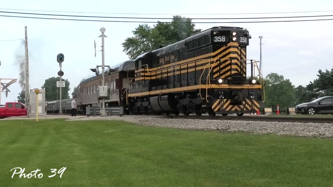 Nickel Plate Road #358 Pulls The Excursion Train with #765 in the Fading Evening Sunlight
