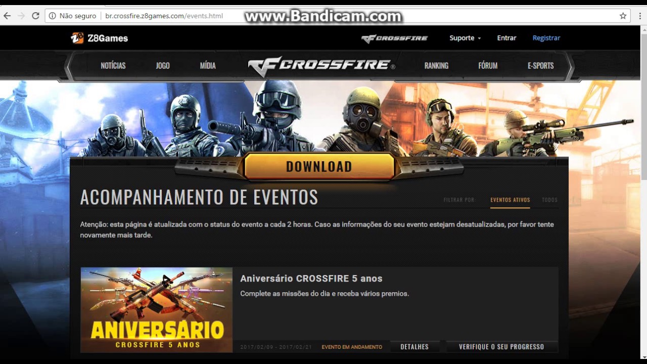 como saber os eventos do crossfire
