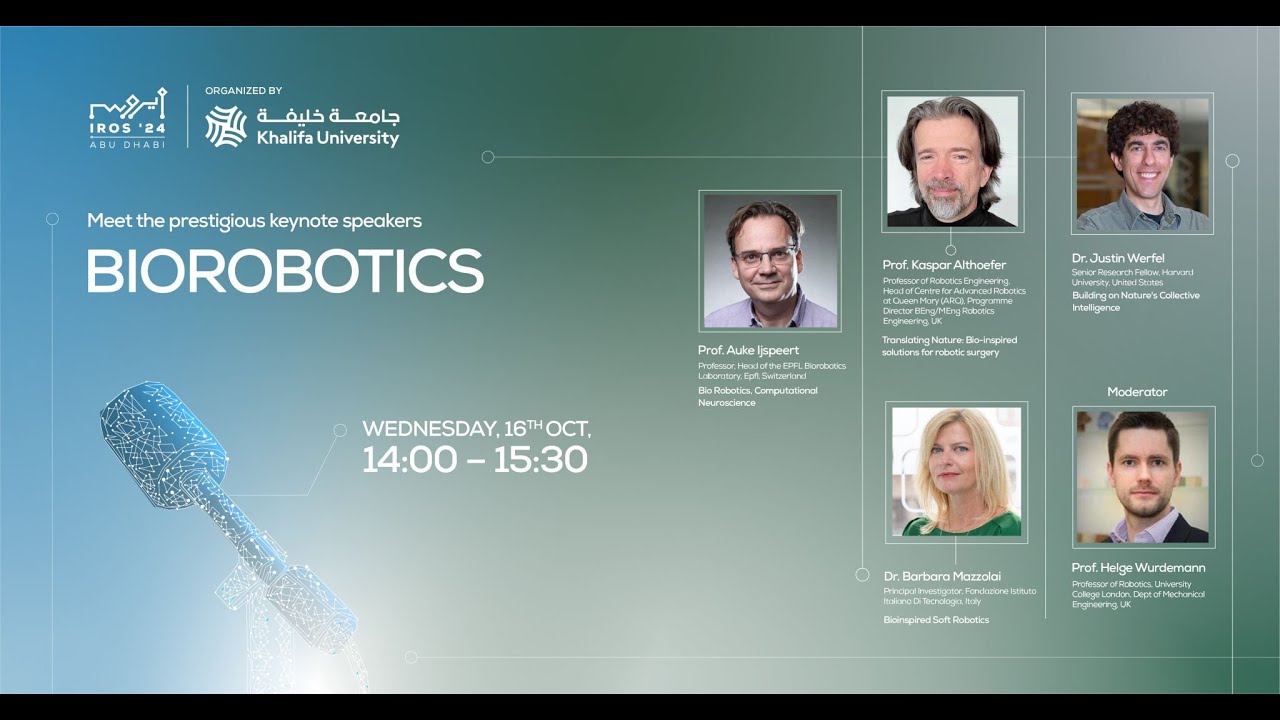 IROS 2024 Keynote Session on Biorobotics with Profs Ijspeert, Mazzolai, Althoefer, Werfel, Wurdemann
