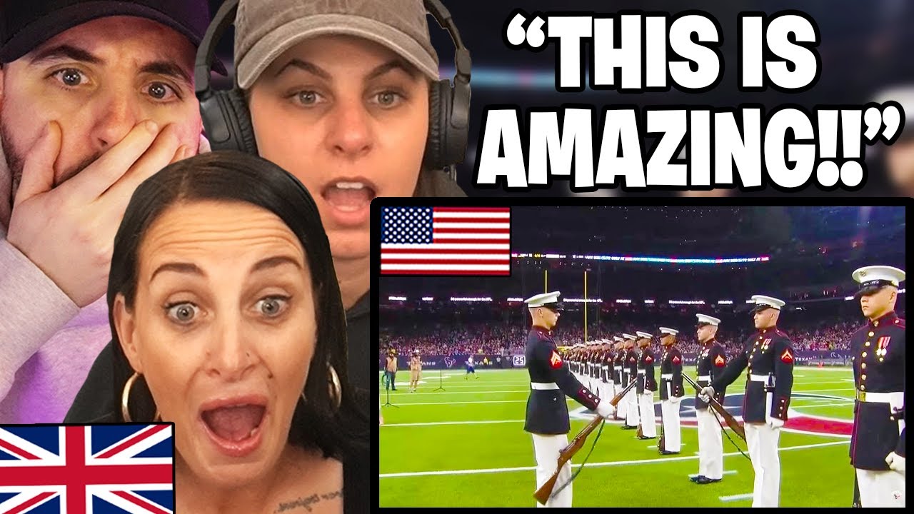 British Family Reacts to USA MARINE CORPS SILENT DRILL PLATOON HALFTIME SHOW!