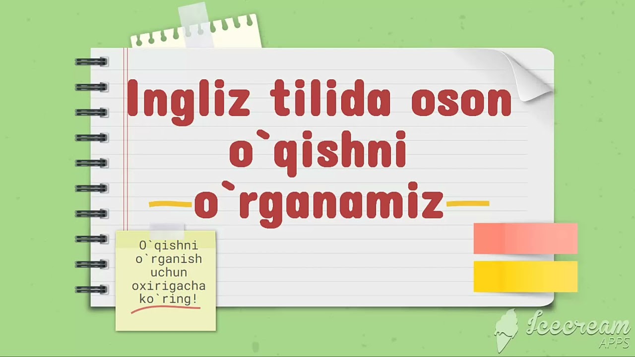 boshlang`ich ingliz tili: 1-dars, ingliz tilida o'qish qoidalari