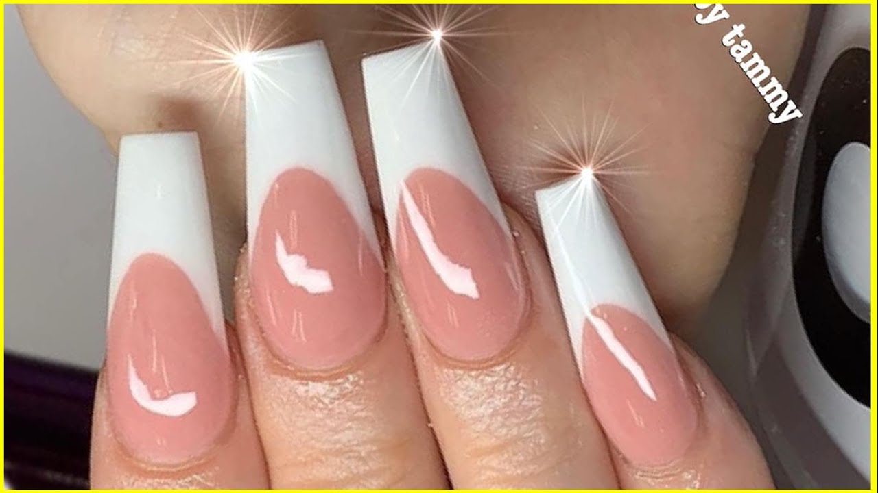 Acrylic Nails | Oval Cut Pink & White || Tammy Le