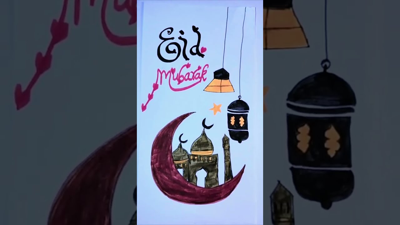 Beautiful Mosque & Moon Drawing 🌙 | Step by Step Islamic Art 🕌