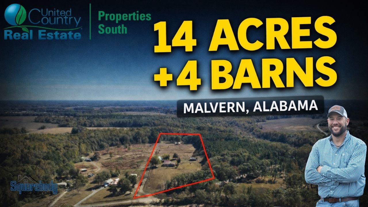 14 acres with 4 barns-Malvern Alabama-Property tour