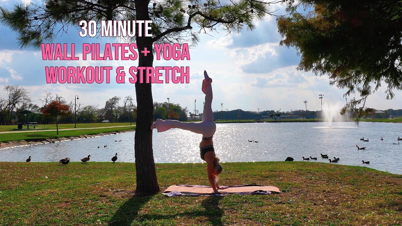 30-Minute Wall Pilates Yoga Workout + Stretch | Nature workout