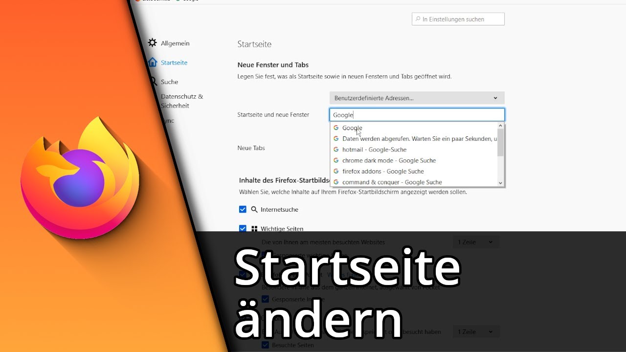 Firefox Startseite &auml;ndern | Google als Startseite bei Firefox ✅ Tutorial