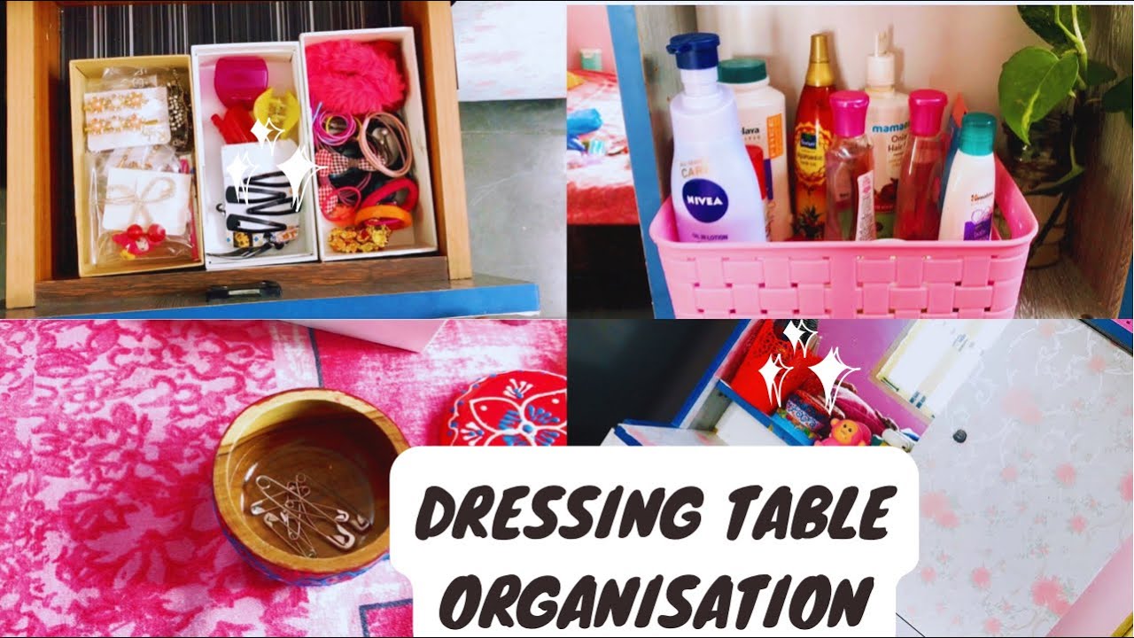 Dressing table Organisation|dressing table makeover with Amazon Wallpaper