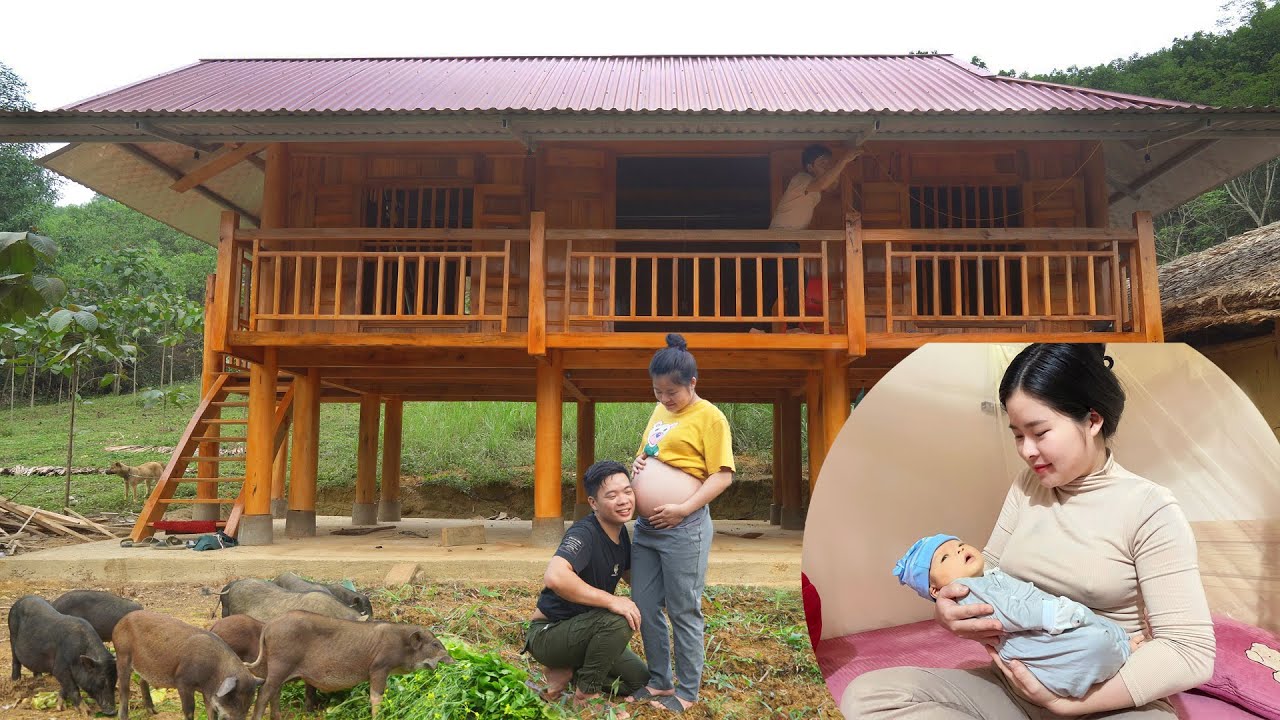 150 Days Building Wooden House, Wood Wall Technique, Skills Make Door and Railing - Farm Life