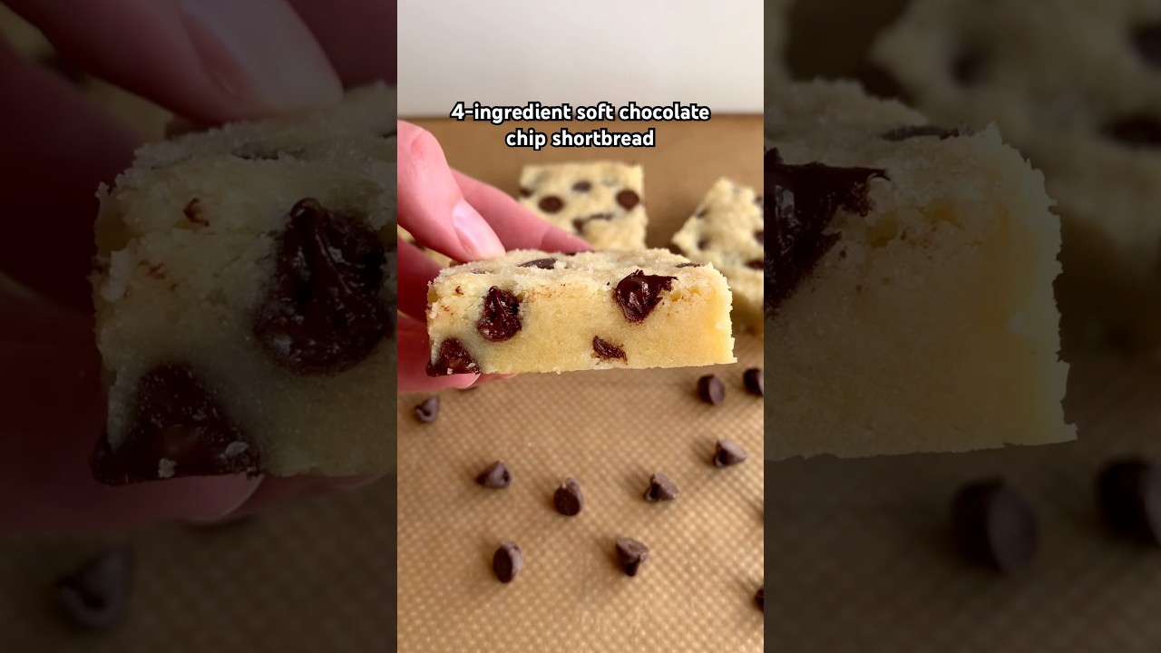 4-ingredient soft chocolate chip shortbread 😍