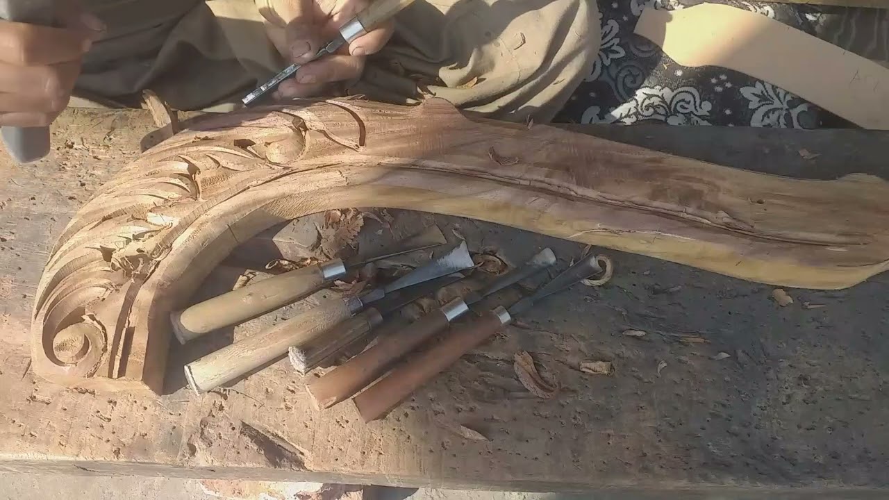 unique design wood carving leafs design hand make artwork carving
