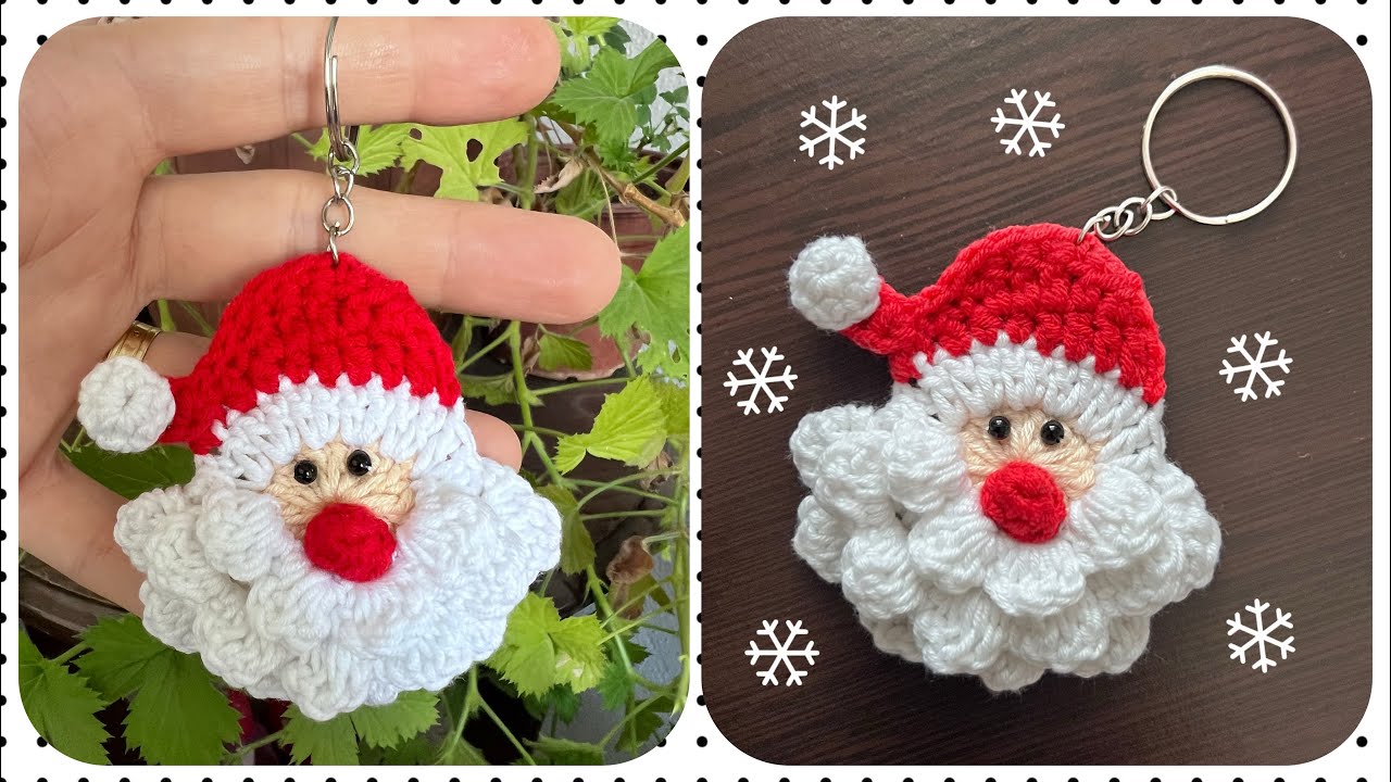 Как сделать брелок Санта-Клауса крючком 🎄🎅 Рождественские украшения / Подарок, связанный крючком