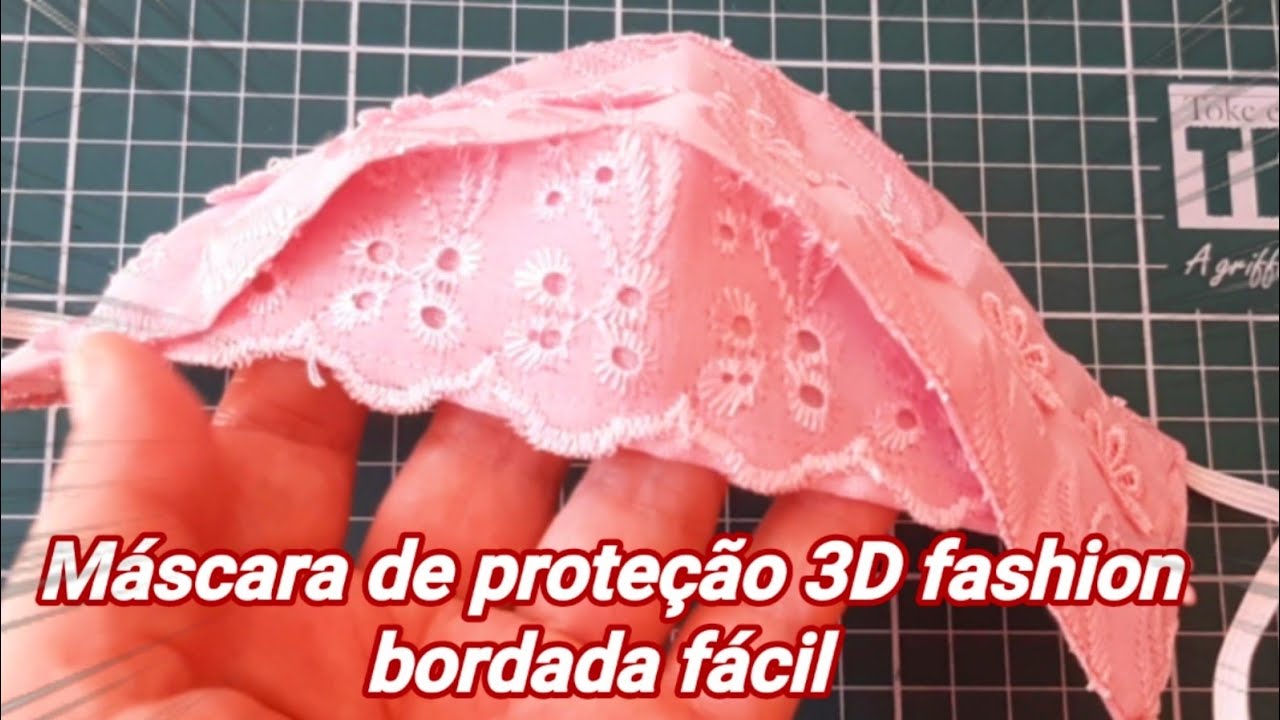 Como fazer máscara de proteção de 3D fashion bordada fácil.