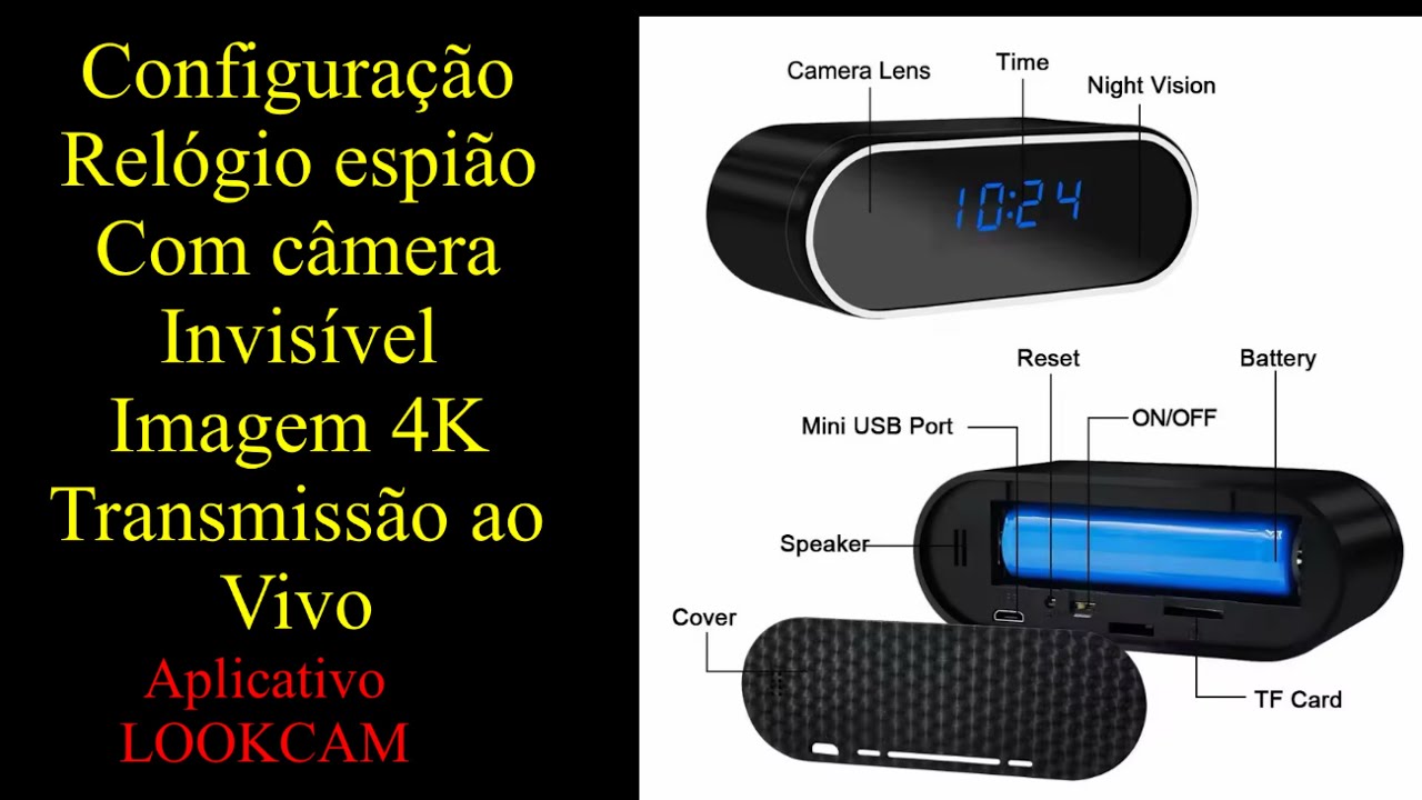 Configuração câmera relógio digital ip Wi-Fi LOOKCAM 