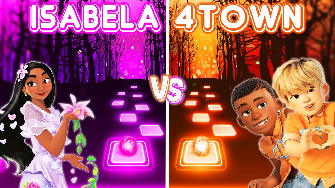 Encanto Isabela Vs Turning Red 4 Town | What Else Can I Do, Nobody Like U - Tiles Hop EDM Rush!