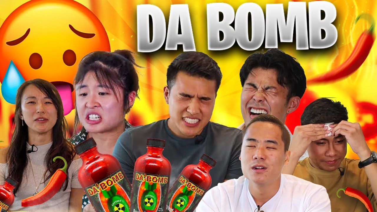 Making My Friends Try DA BOMB Hot Sauce